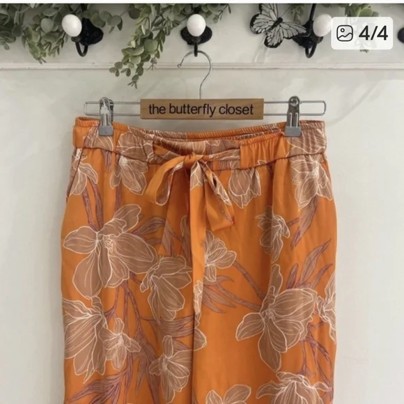 NWT Joie Orange and Purple Floral Pants - Picture 4 of 6